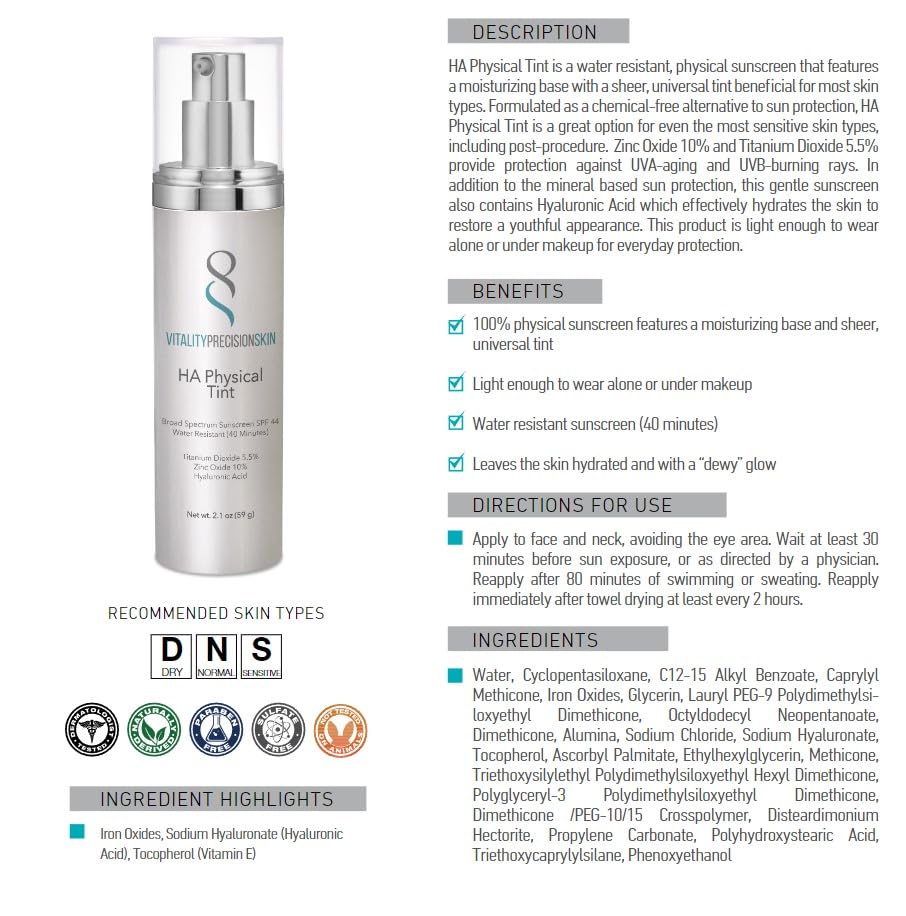 Vitality Precision Skin HA Physical Tint- Fair- Medium - All Skin Types