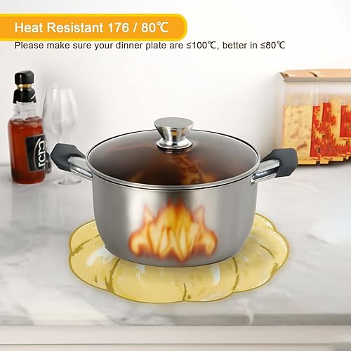 Miniatura 6 de Simplebrand Juego de 4 manteles individuales con estampado de calabaza amarilla para cocina, resistentes a las manchas, protegen la mesa del