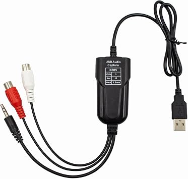 USB Audio Capture Card Grabber for Window 10/11/8/7 / 2000/XP and Vista, Seven,Audio Grabber for Vinyl Cassette Tapes,MD, Phono to Digital MP3 Converter from 3.5mm and R/L Audio Connector