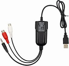 USB Audio Capture Card Grabber for Window 10/11/8/7 / 2000/XP and Vista, Seven，Audio Grabber for Vinyl Cassette Tapes,MD, Phono to Digital MP3 Converter from 3.5mm and R/L Audio Connector