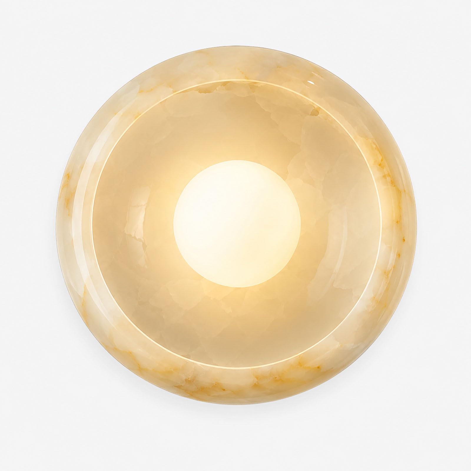 IOEDHW Round Natural Alabaster Wall Sconce Frosted Glass Marble Wall Light