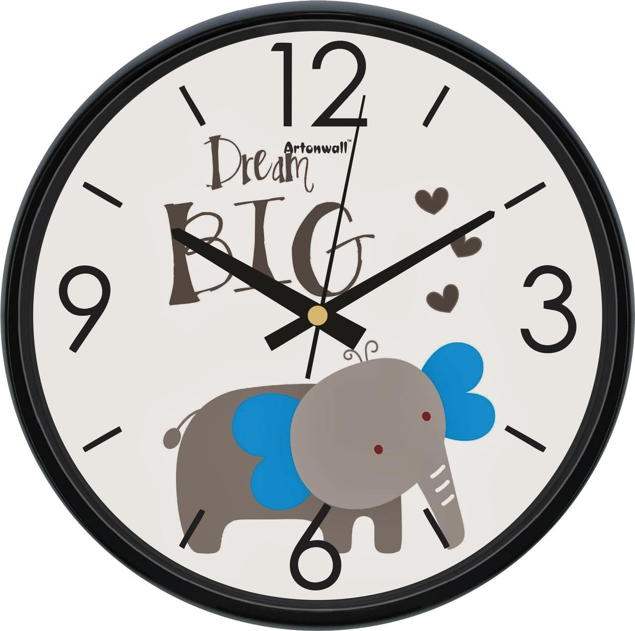 Plastic Silent Ticking Quartz Analog Wall Clock | Silent Sweep Movement | Small Elephant Theme Decorative Clock for Home, Bedroom, Living Room, Kitchen 12 Inch