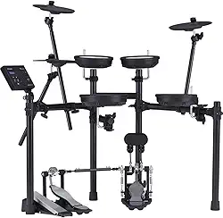Roland TD-07DMK Electronic V-Drums Legendary Double Ply All Mesh Head Kit com expressão e capacidade de reprodução superiores – Áudio Bluetooth e MIDI – 40 aulas de melódicos gratuitas, preto