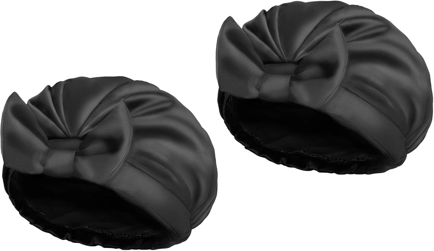 NEFSO Fashion Waterproof Shower Cap, Faux Silk Satin Perm