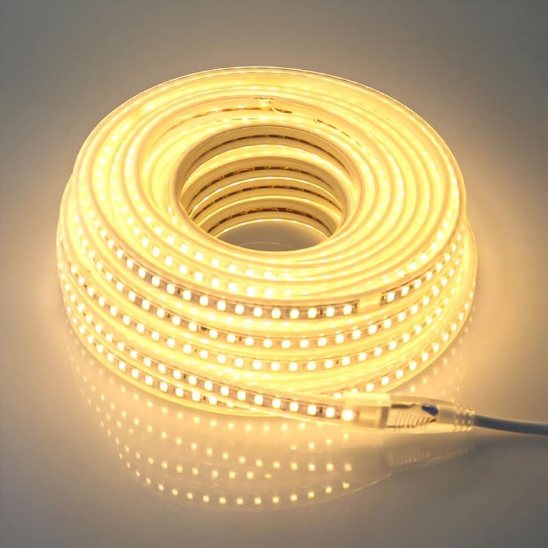 pcning 15m LED szalag 220V meleg fehér 5730 SMD 120LED/m EU dugóval