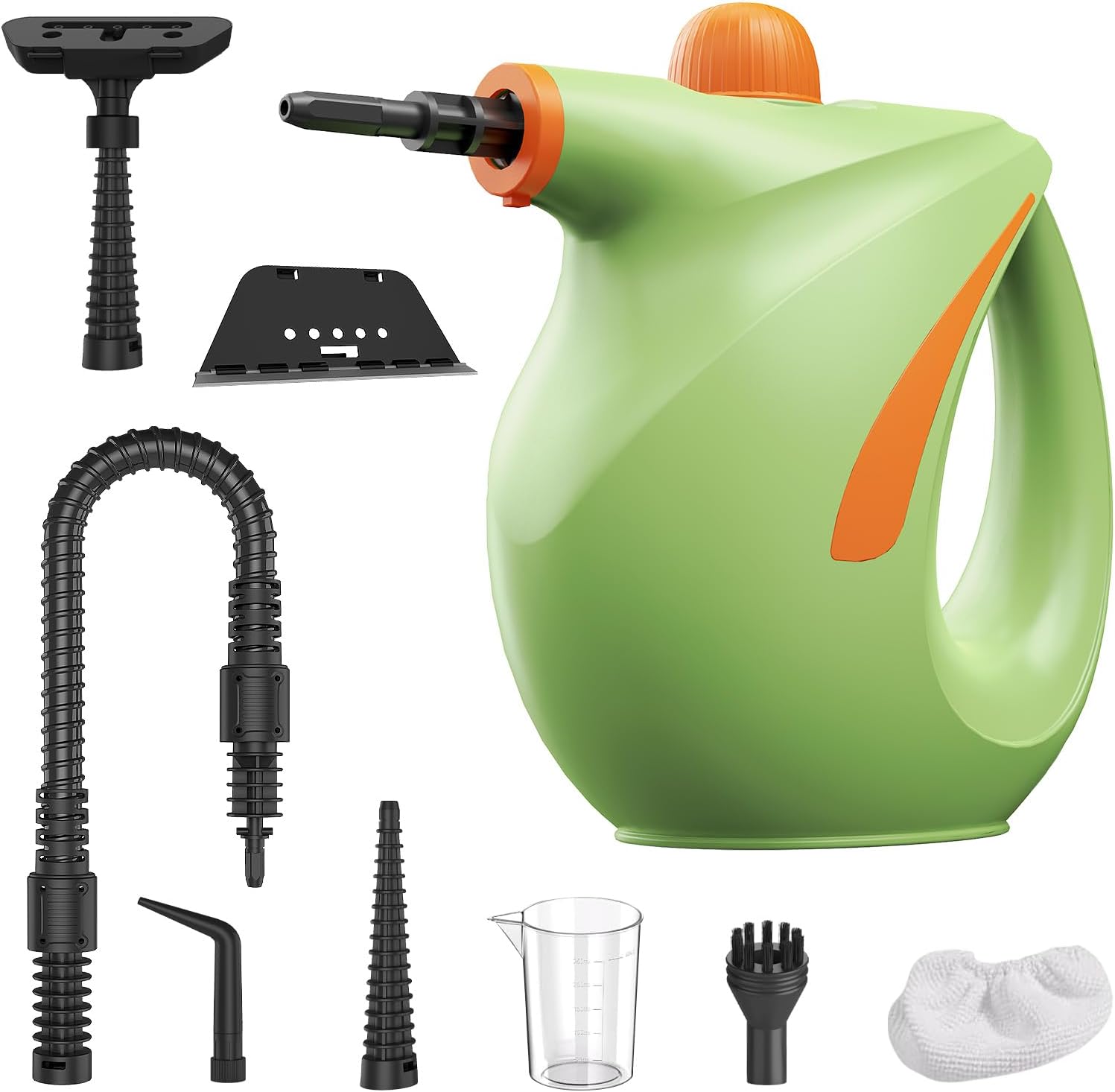 1200W Handheld Steam Cleaner, Portable Steamer for Cleaning with Detergent Container and Safety Lock, Pressurized Hand Held Steamer for Home, Kitchen, Bathroom, Car, Windows and Floors (Green)