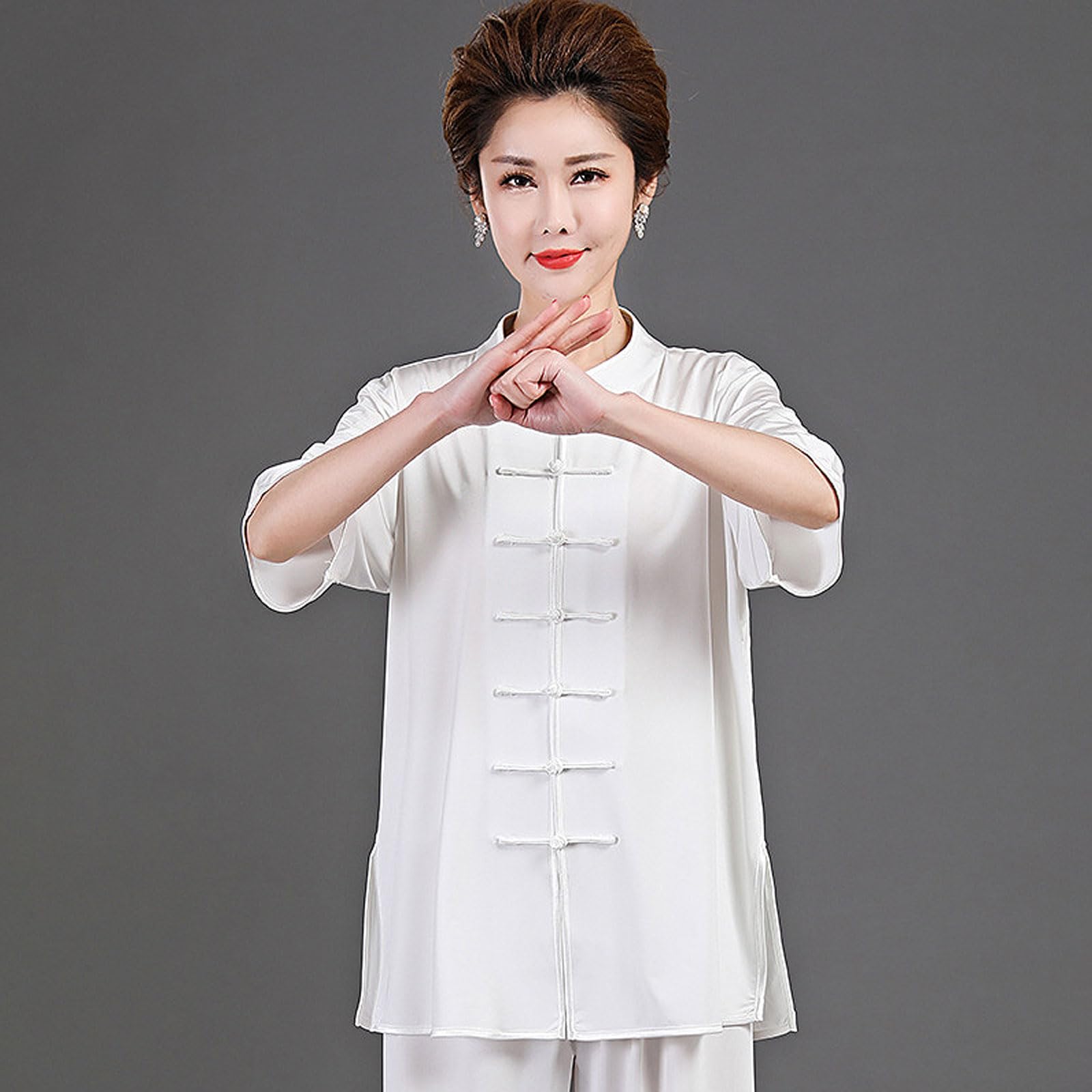 Giacca per Arti Marziali di Kung Fu,Abbigliamento Tai Chi Cinese,Wing Chun Uniforme,Set da Uomo Tang Suit,Unisex,Casual,Traspirante,cedevole,per Meditazione e Qigong