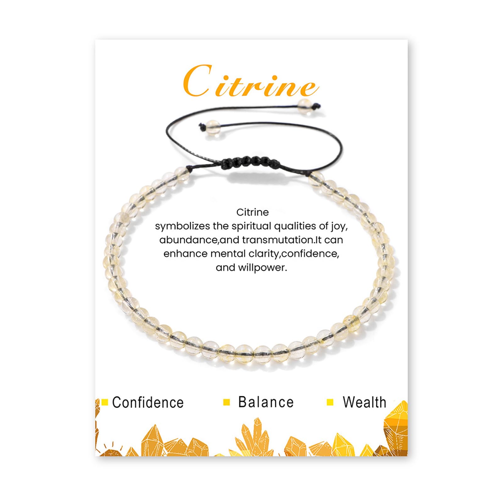 Crystal Bracelet for Women 4mm Adjustable Braided Natural Stone Bracelets Handmade Beaded Bracelets Gemstone Bracelet Healing Crystal Bracelet