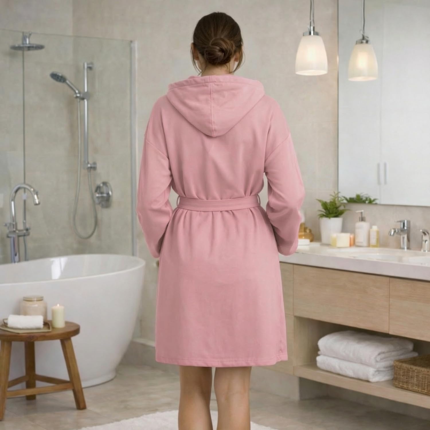 Intimitaly® Szlafrok kąpielowy z mikrofibry dla kobiet i mężczyzn, uniseks, z kapturem, praktyczny, lekki, z praktycznym workiem transportowym