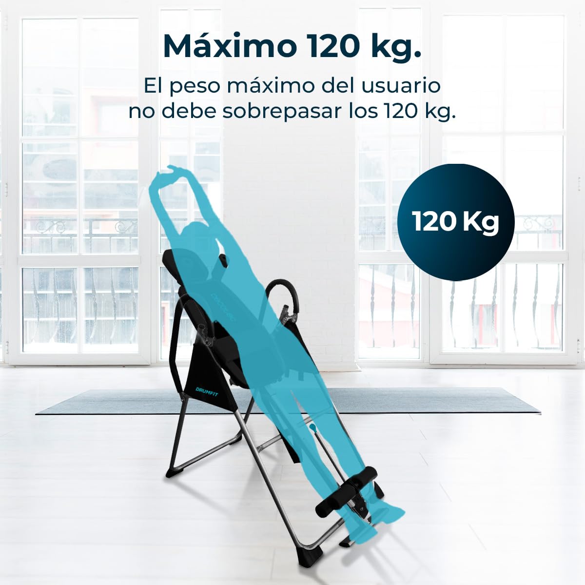 Cecotec Tavolo di Inversione Pieghevole Drumfit Inversion 1800. con Inversione Totale di 180º, Schiena Allungata, Cintura e Cuscinetti di Sicurezza, 26 Livelli Regolabili, Peso Massimo 120 kg