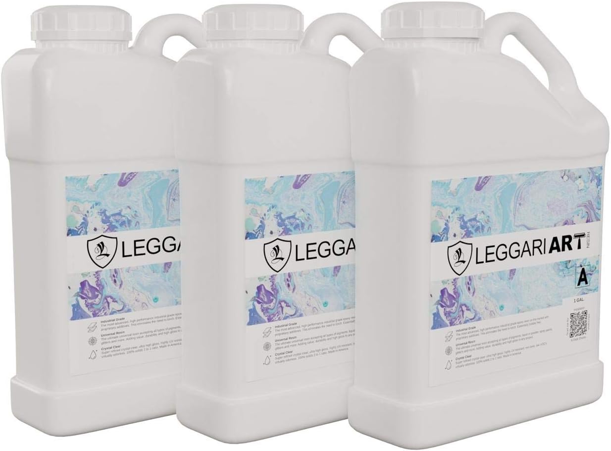Epoxy Resin Crystal Clear with Nano Glass Technology for Extreme Durability and Scratch Resistance. 3 Gallon Kit. Industrial Grade Super Gloss.