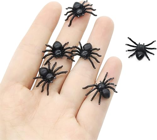 Miniatura 6 de LEKAI 200 mini arañas negras falsas de plástico realistas para el hogar y fiesta