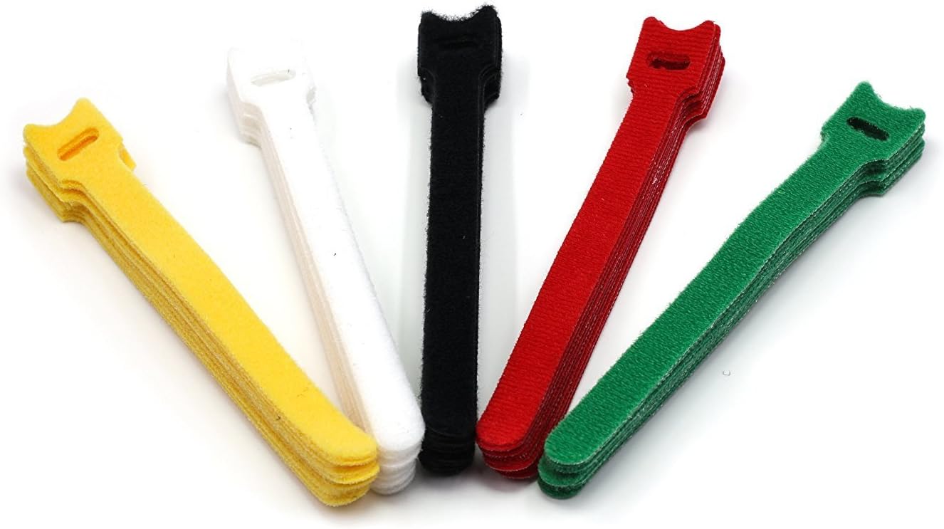 APH&L50PC Cable Straps Hook and Loop 6, Cable Ties for Tidying and Organizing Loose Wires and Cables, Multi-Colored, 50 Piece