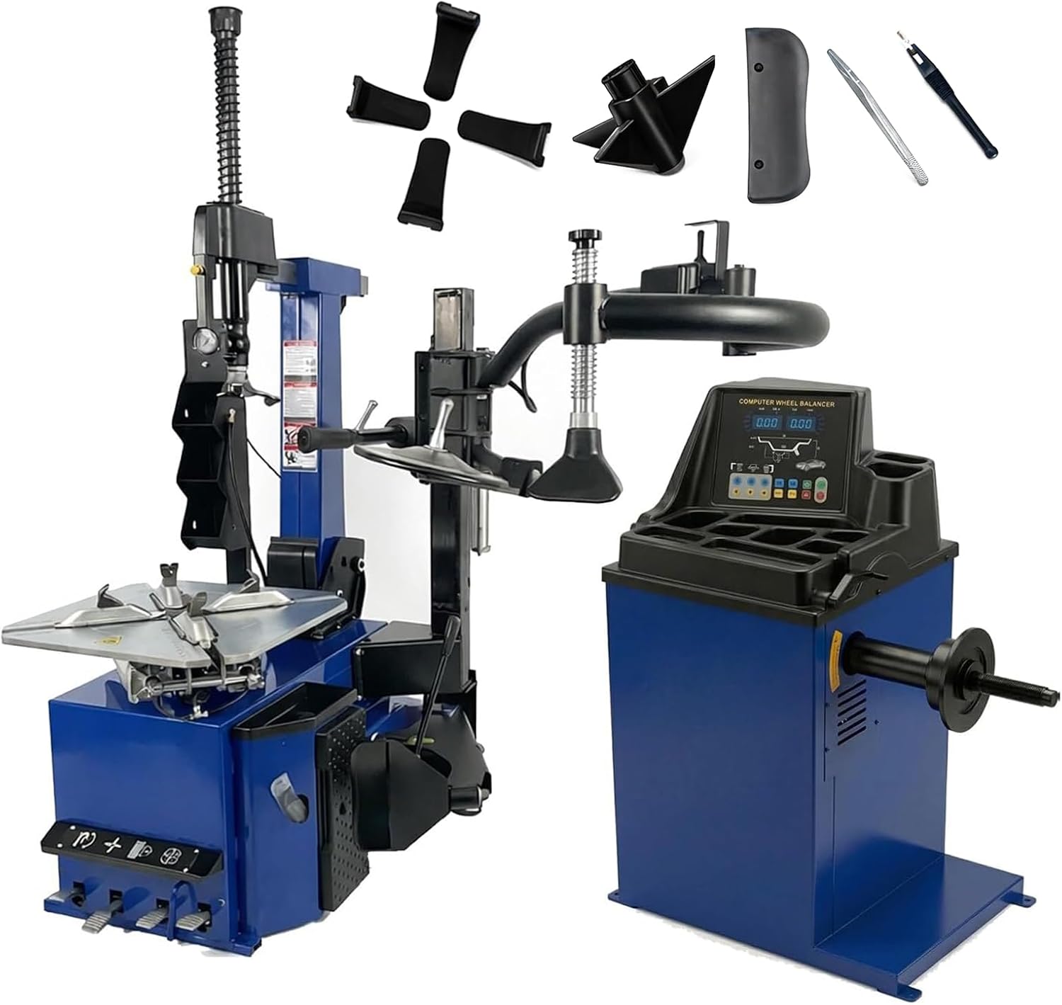 Jack Boss Tire Machine and Balancer Combo — Tire Automatic Assist Arm Changer,Heavy-Duty Tire Mounting Machine,110V,60Hz