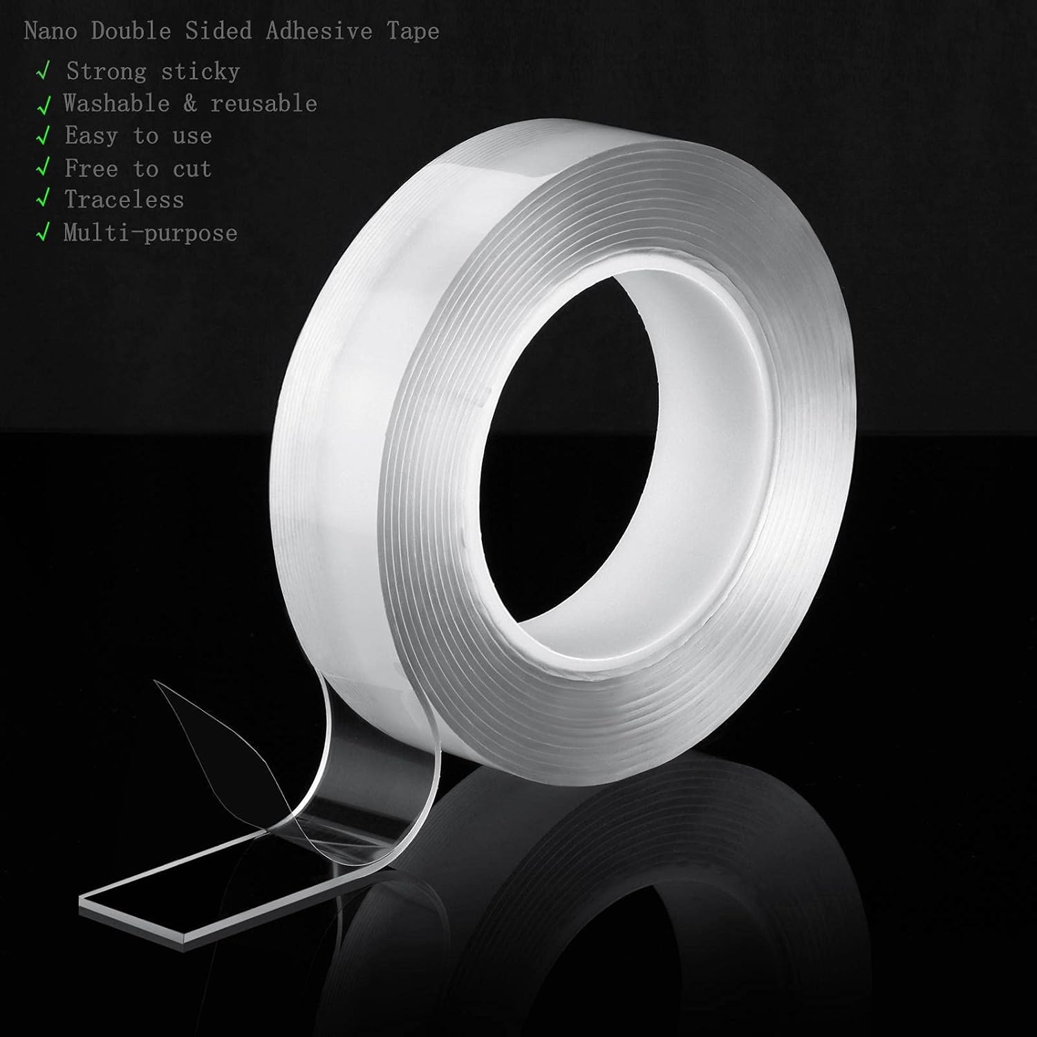 Double Sided Tape,Nano Double Sided Tape Heavy Duty(9.8FT), Washable Reusable Traceless Strong Sticky Strips Gel Grip Tape,Car Tape,Walls Tape,Carpet Mat Poster Multi Tape,for Office Home School : Office Products