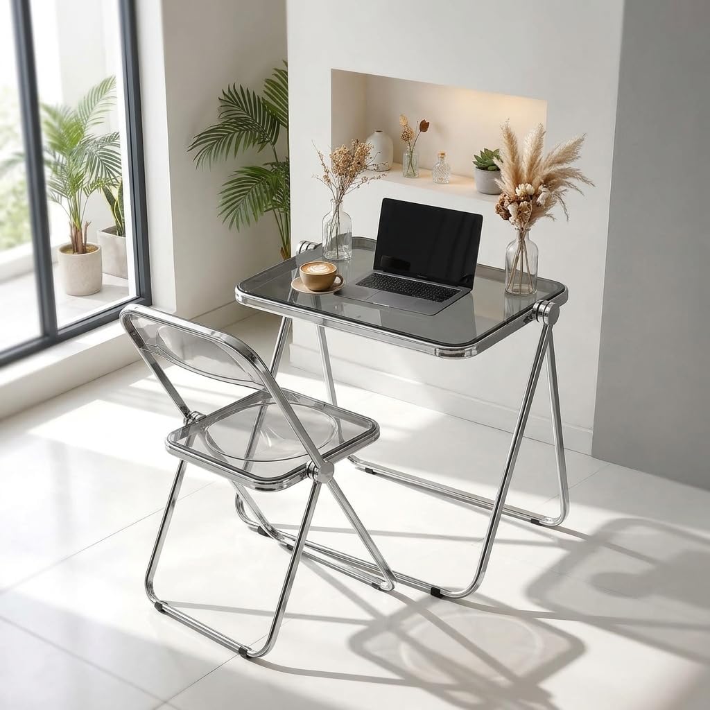 Gray Acrylic Folding TV Tray Table for Home Office and Couch image 5