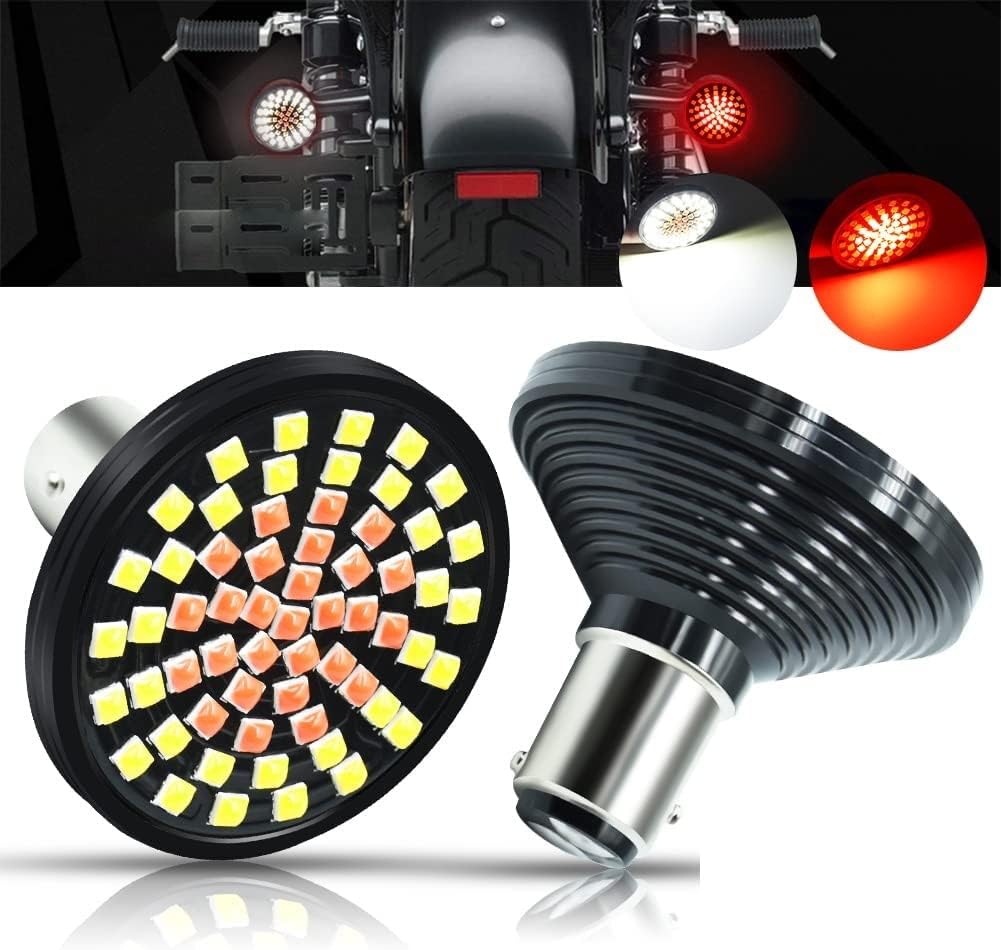 YEORO 2" 1157 LED Light Bulb Kit-Halo Ring Red and Red BAY15D for Motorcycle Running Driving Turn Signal Blinker Bullet Light.(2-Pack).