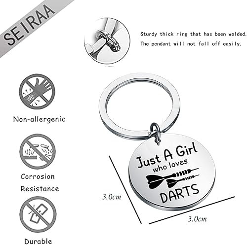 Vista 7 de Llavero de dardos para jugadores, regalos de dardos Just a Girl Who Loves Dardos, llavero de dardos para amantes del juego