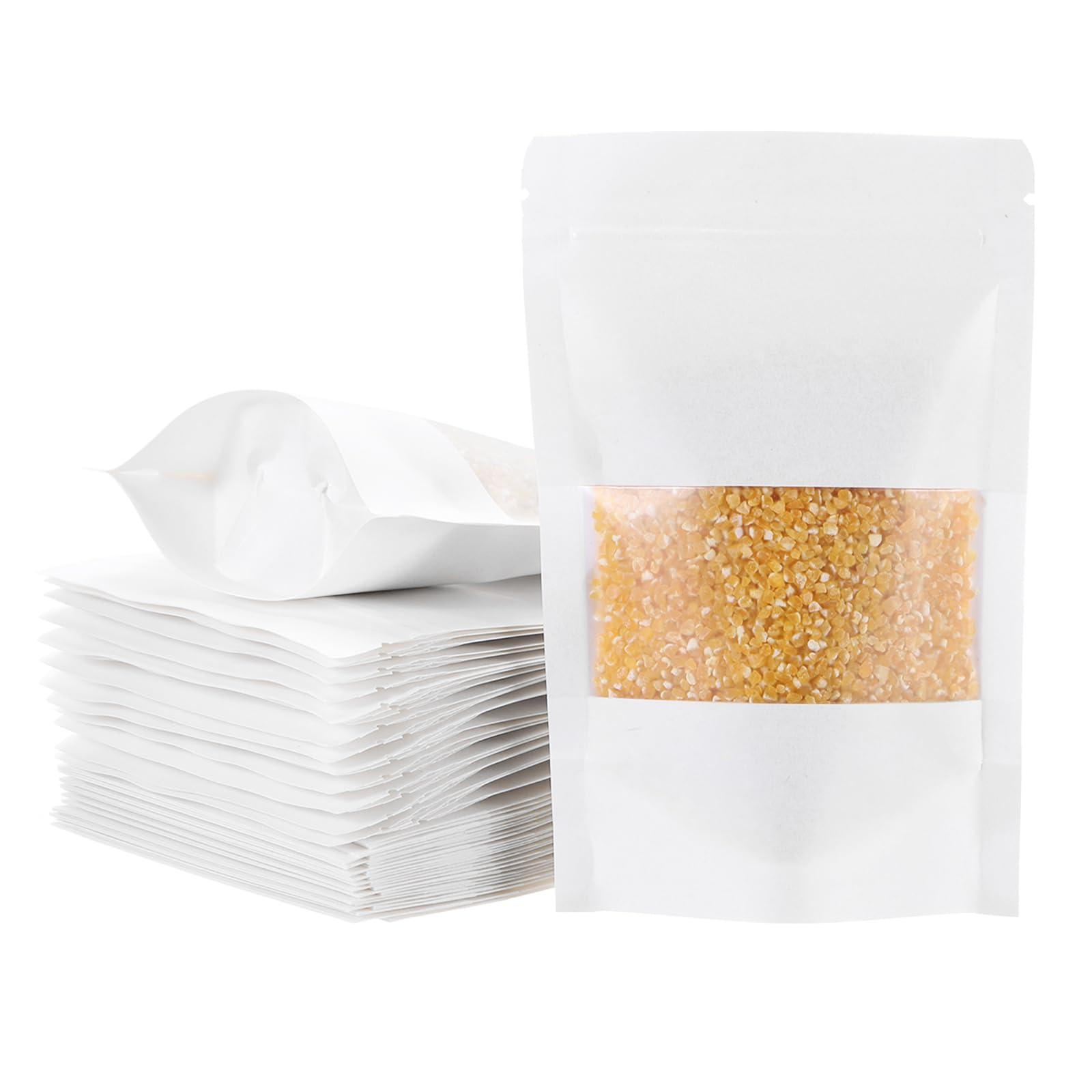 Pochettes verticales en papier kraft avec fermeture éclair et fenêtre mate