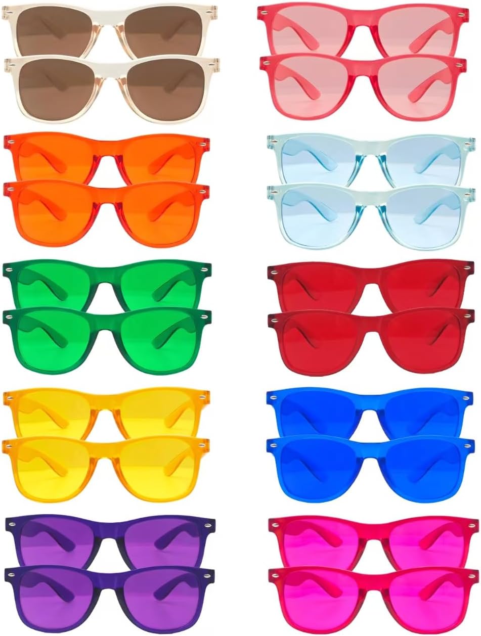 Bulk Retro 80s Square Sunglasses, UV400 Protection, 20/50 Pack for Party Favors, Beach, Wedding, Pool, Birthday