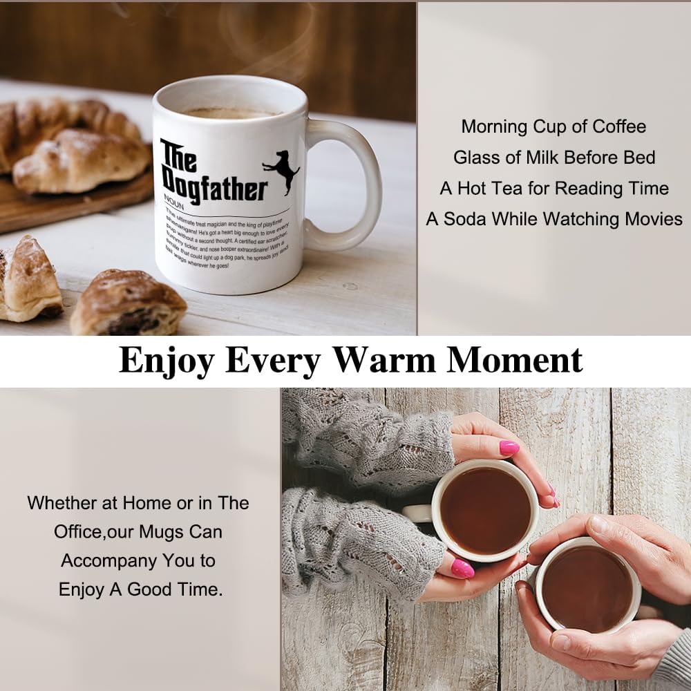 XQLZY The Dogfather Coffee Mug, Dogfather Mug, Funny Dog Tea Cup, Retirement Gifts for Dad Dog Owner Men, Birthday Gifts Father's Day for Husband Boyfriend Men's Daddy Brother - Image 4