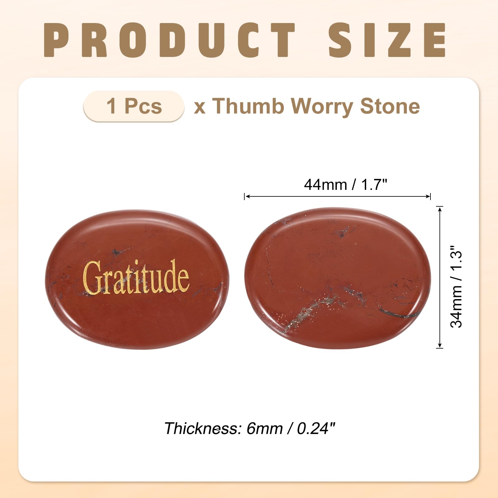 PATIKIL Natural Thumb Worry Stone, 1.7"x1.3" Oval Crystal Stone with Inspirational Words - Image 2