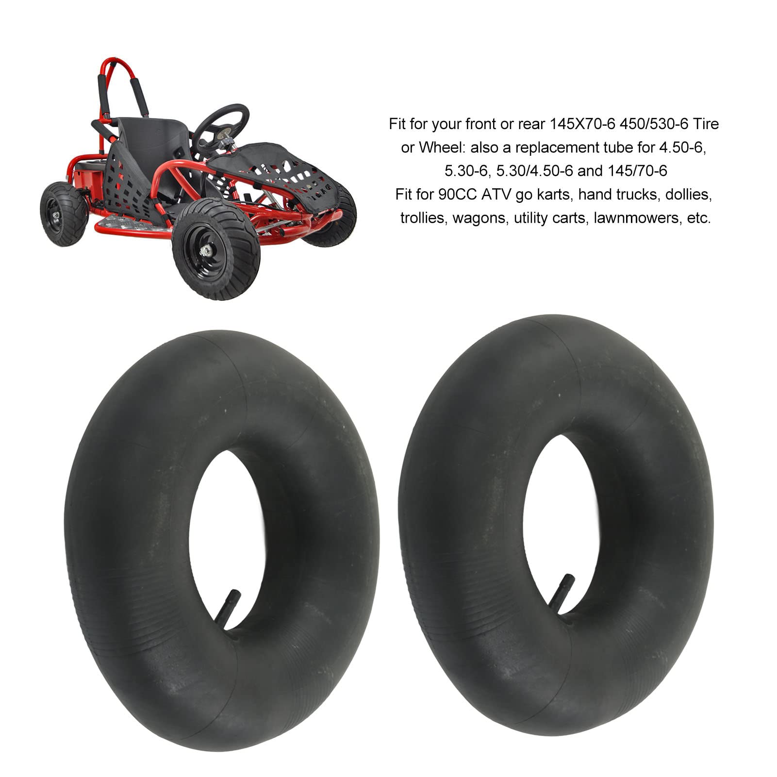ASHATA Lot de 2 Chambres à Air 145/70-6 pour VTT 90 Go Karts, Camions à Main, Chariots, Chariots, Générateurs et Plus, Chambre à Air avec Tige de Valve Droite TR13