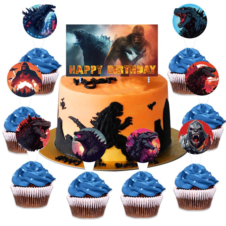 25Pcs Monster Gorilla Happy Birthday Cake Topper Birthday Party Decorations