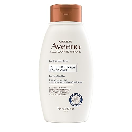 Aveeno, Fresh Greens Blend acondicionador sin sulfato con romero, menta y pepino para espesar y nutrir, aclarar y dar volumen para cabello fino o