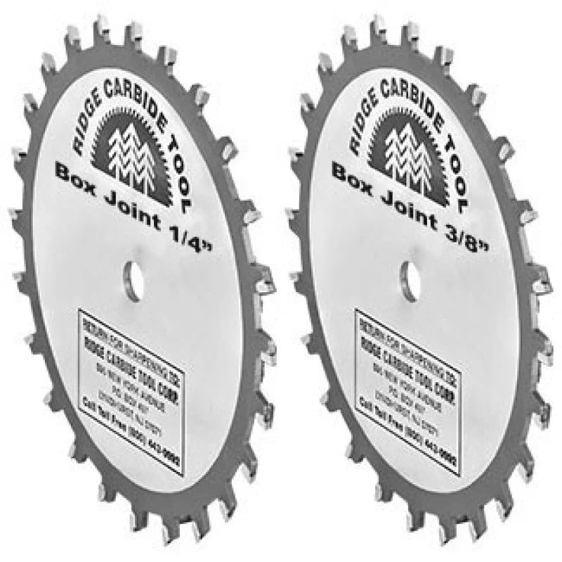 Ridge Carbide 8" 30T, Box & Finger Joint Set, +10° Hook, 5/8" Bore, 2pc for Cutting Dado Grooves in Solid and Sheet Wood