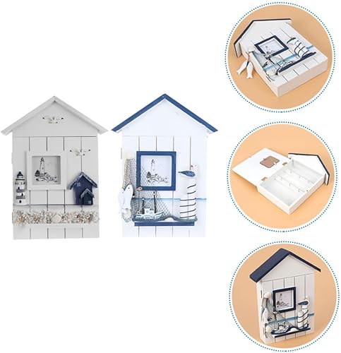 Miniatura 9 de Caja de almacenamiento para llaves de 2 piezas, decoración del hogar, decoración de casillero montado en la pared, llavero de casa, llavero de