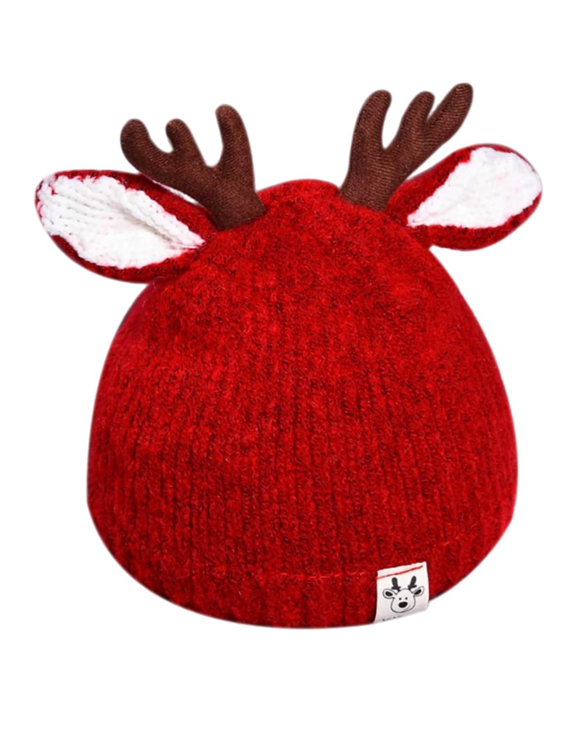 RARITYUS Baby Beanie Hat Cute Antlers Reindeer Winter Hats Warm Knit Cotton Lined Beanies for Toddler Girls Boys