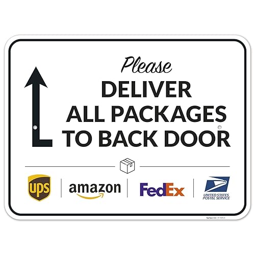 Vista 213 de Cartel de entrega del paquete, letrero de instrucciones de entrega, 10 x 7 pulgadas, aluminio 040 libre de óxido, resistente a la decoloración