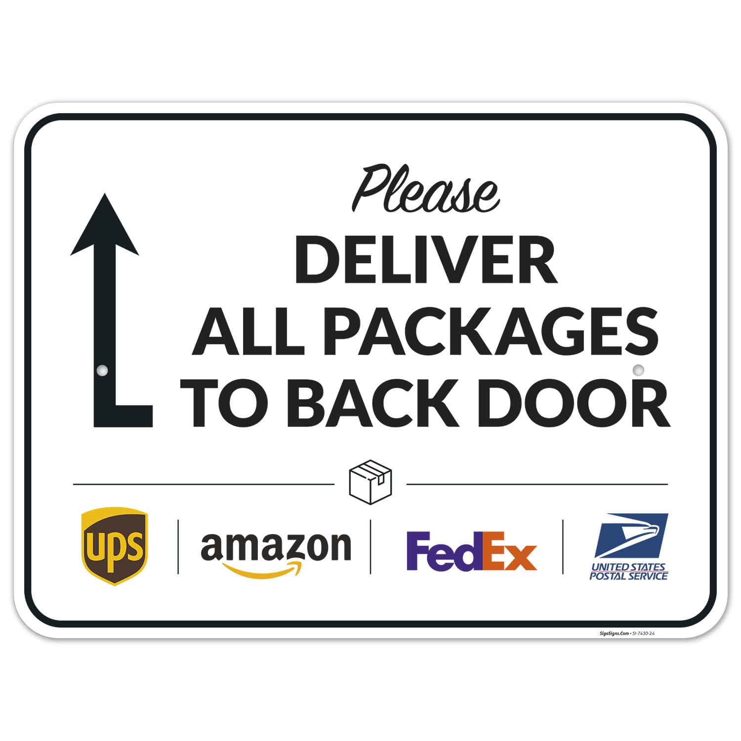 Package Delivery Sign, Delivery Instructions All Package to Back Door Sign,