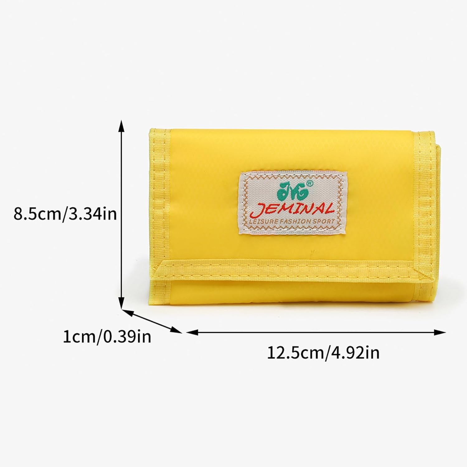 JEMINAL Mens Tri-fold Sport Outdoor Wallet for Men Women with Keychain Zipper Coin Pocket Card Holder Ultra-thin Waterproof Soft Yellow Nylon - Image 2