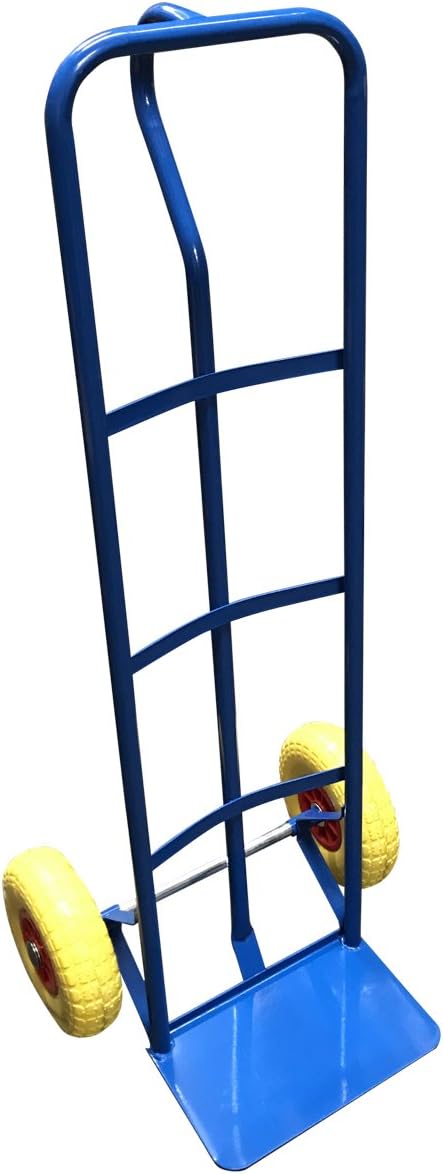 G-Rack P-Handle Sack Truck - High Back Steel Sack Barrow with Anti Puncture Tyres - Heavy Duty Trolley for Lifting, Delivery, Moving - Hand Truck, Blue with 715 LBs Load Capacity (Blue)