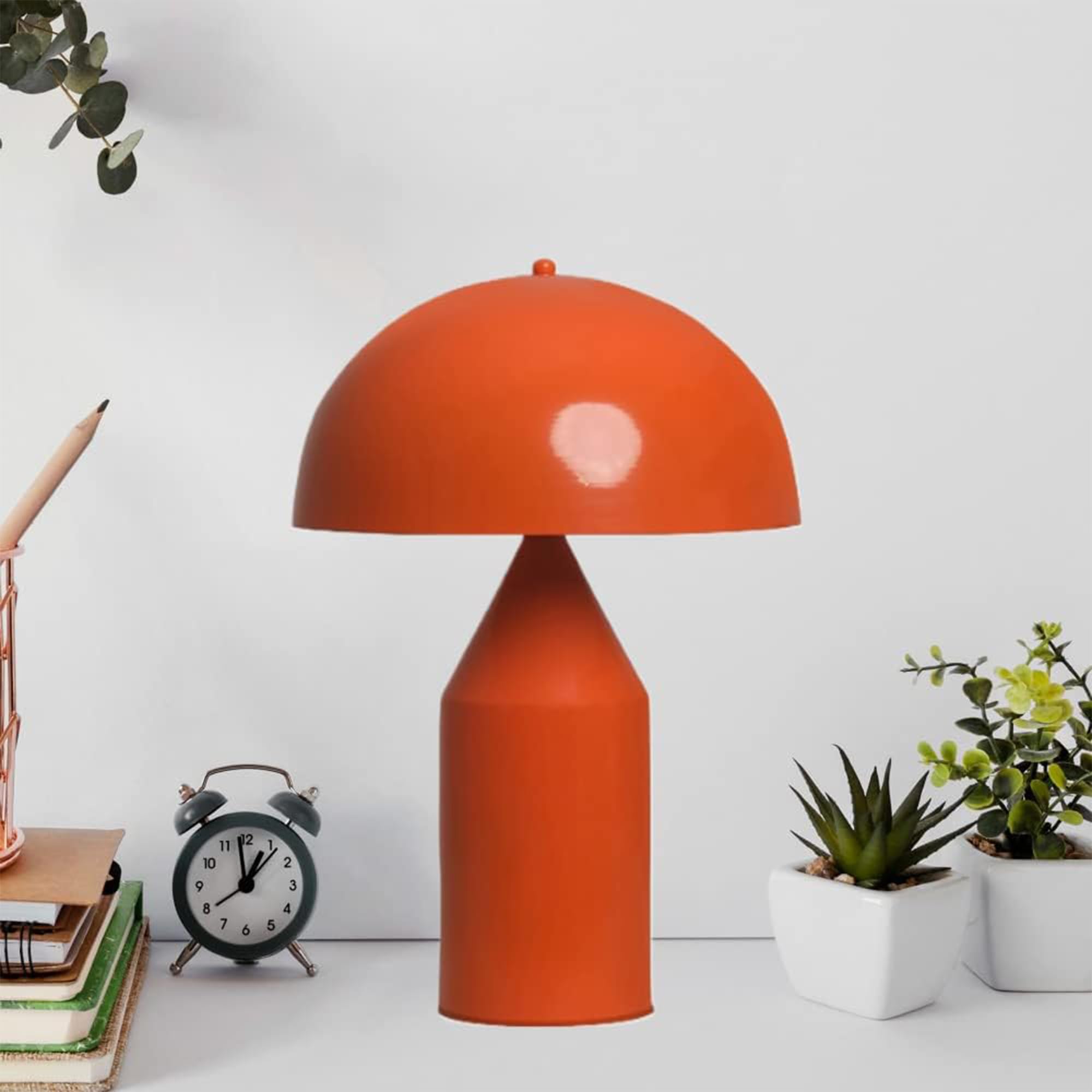 bamyum Lipeo Table Lamp, Mushroom Lamp UK Plug E27 Modern Desk Lamp UK Plug, Metal Bedside Lamps for Bedroom Living Room Office Study Room Library Reading Lamp, Nightstand Lamp, Orange Mushroom Lamp