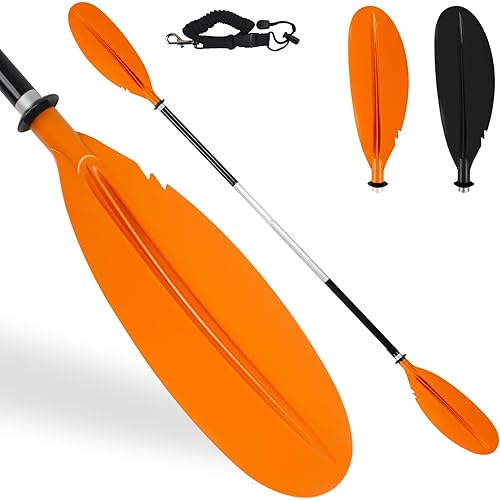 Kayak Paddle,88in 2 Parts Boat Oars Kayak Paddles,Heavy Duty Aluminum Alloy Shaft Float Lightweight Detachable Adjustable Fishing Kayak Paddle for Adults for Adults with Paddle Leash(2 Color )