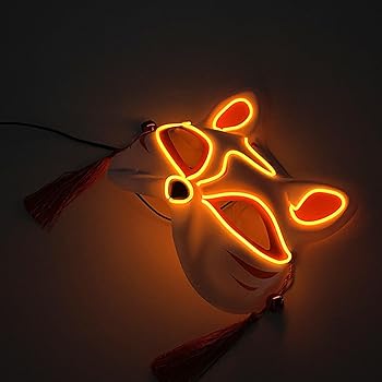 その他 mask Amazon.com: Halloween LED Cat Masks, Half Face Mask Kitsune