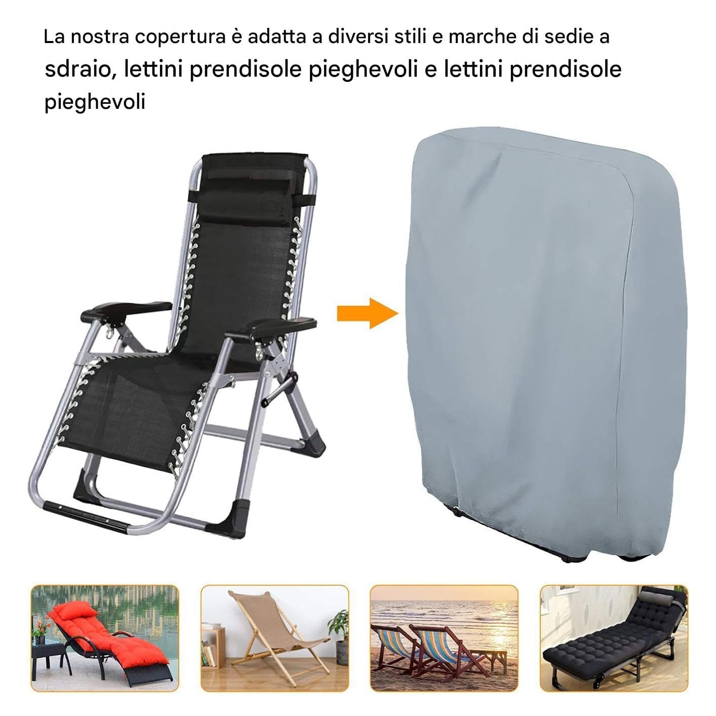 Fundas protectoras plegables para sillas plegables a prueba de polvo para sillas plegables de jardín, paquete de 2 con bolsa de reparación, ideal para camping, salón, piscina