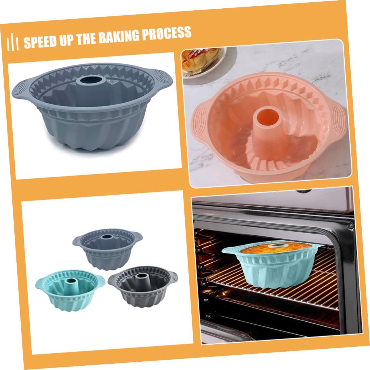 UKCOCO 3piezas Molde De Silicona para Tartas Redondas Molde Antiadherente para Repostería Casera De Silicona Acanalados para Hornear para De Tubo y Capacillos