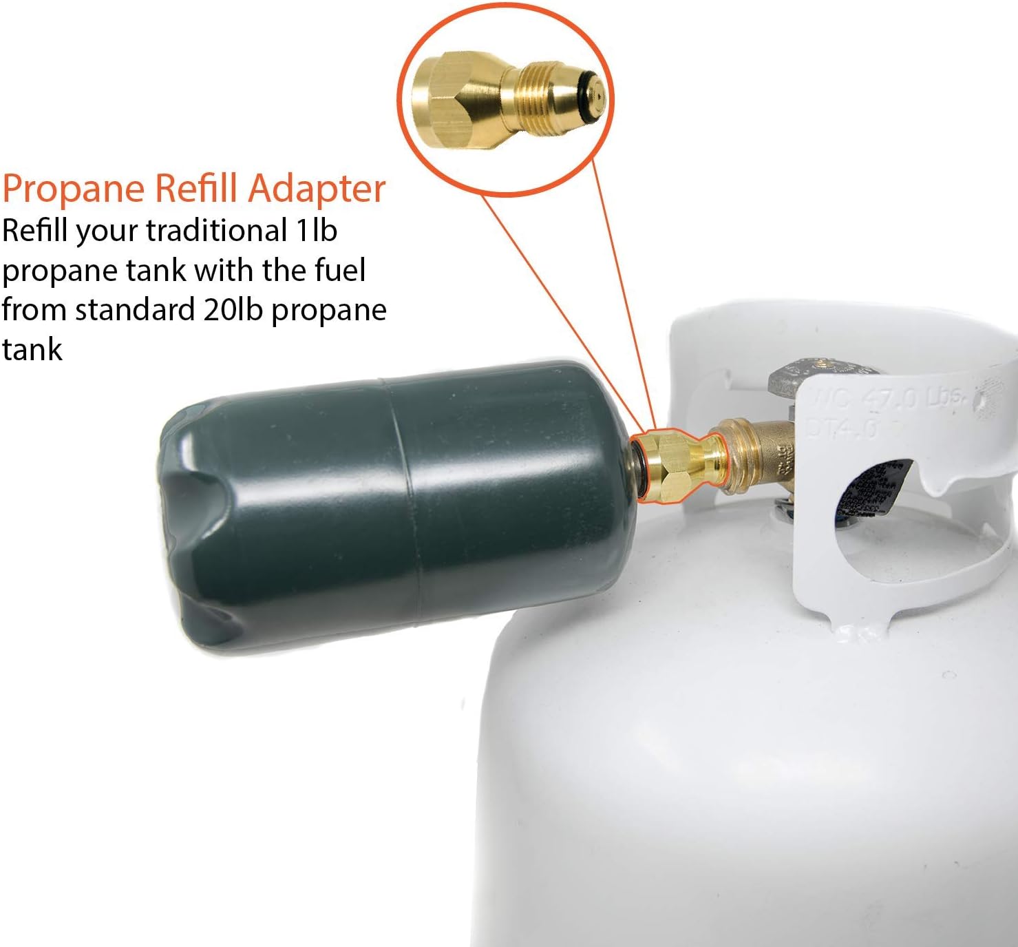 GasOne Propane Refill Adapter for 1lb Propane Tanks & Fits All 20lb Propane Tank QCC - POL - Great for rv Propane Adapter refills/1lb Propane Adapter
