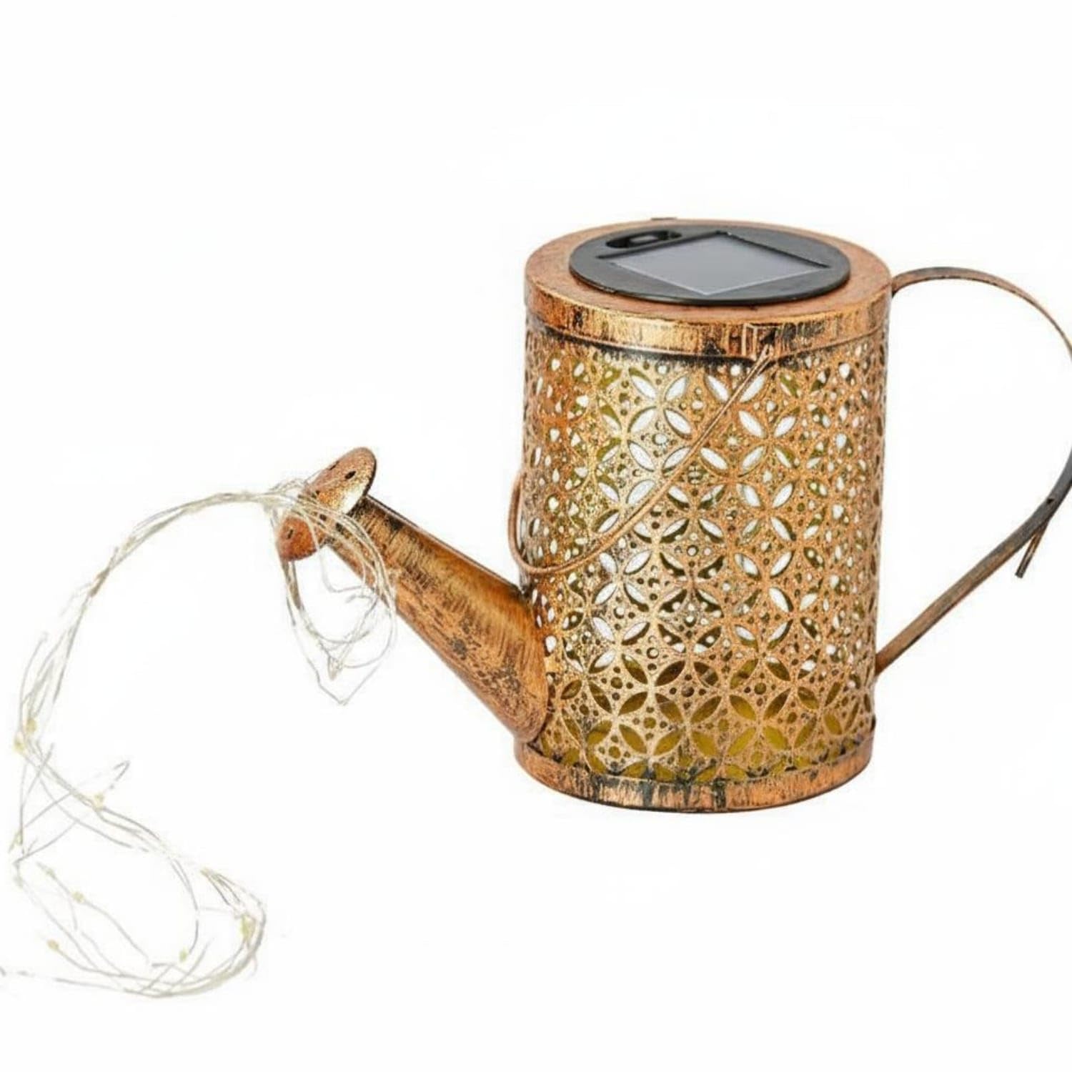 Waterproof Solar Watering Can Light Flowing Water Effect Stake No Wiring Required Hollow Iron Kettle Lamp Automatic On/deactivate for Courtyard, Patio, Pathway, Balcony, Mt-a Large-image-25