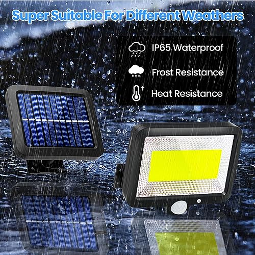 Solar Lights Outdoor Waterproof 2 Packs Motion Sensor Outdoor Lights with 3 Lighting Mode LED Solar Flood Lights Solar Motion Light Security Lights Wall Lights with Cable for Garden Yard Garage by Zakia - Image 6