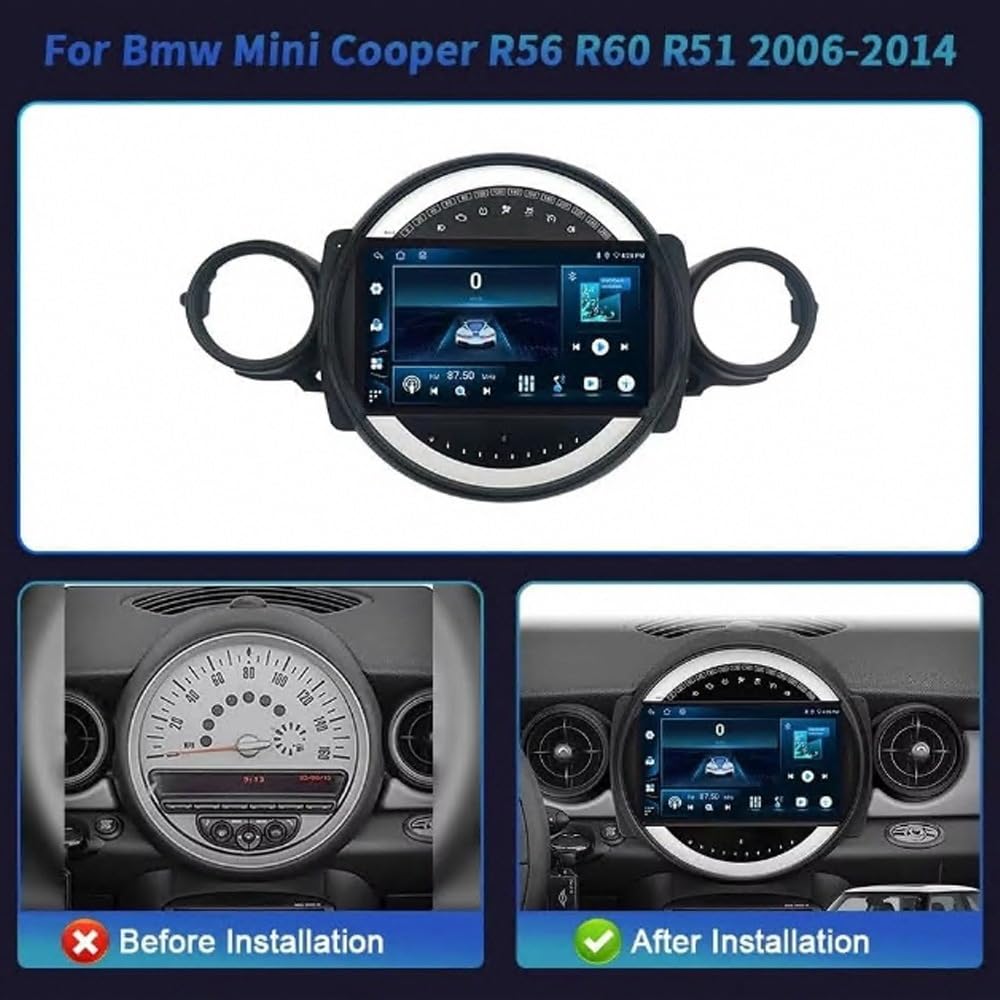 Przenośny Ekran Carplay Systemu Audio dla BMW Mini Cooper R56 R60 R51 2006-2014 Samochodowe Radio Fm Touch, Przenośna Nawigacja, Odtwarzacz Wideo Bluetooth Wi-Fi, 4 Rdzeń 4G+64G