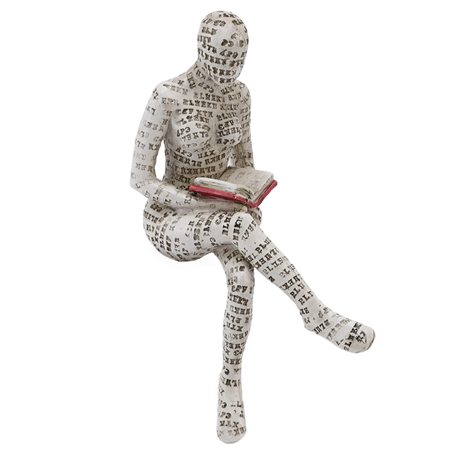 Jeanoko Resin Reading Woman Figurine,Bookworm Sculpture Resin Abstract,Thinker Sculpture,Innovative Lady Reading Pulp Molding for Home Decoration(E)
