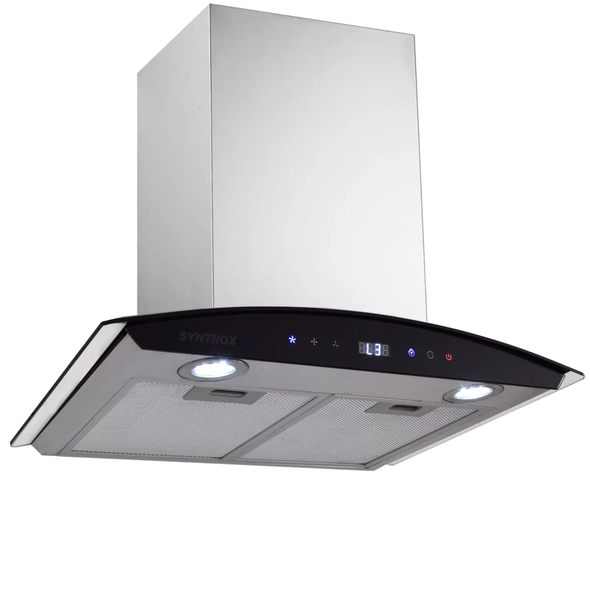 Syntrox Germany Dunstabzugshaube 60 cm Touch Screen 3 Leistungsstufen Spülmaschinenfeste Fettfilter Flüsterleiser Betrieb