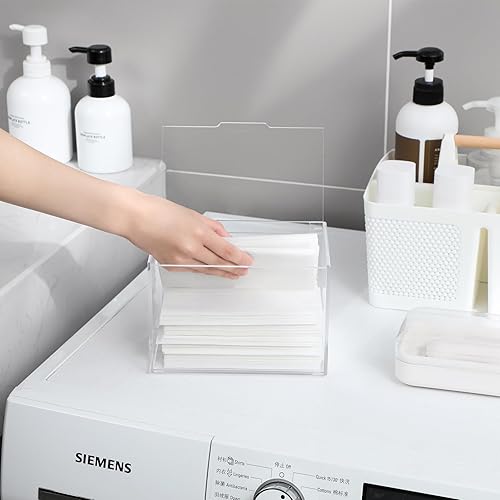 Miniatura 6 de rejomiik Contenedor Transparente de Hojas para Secadora de Acrílico Grueso para Organización y Almacenamiento de la Lavandería, Dispensador para