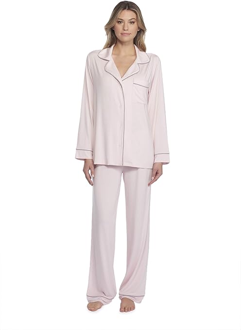 Barefoot Dreams Women's Luxe Milk Jersey Piped Pajama Set