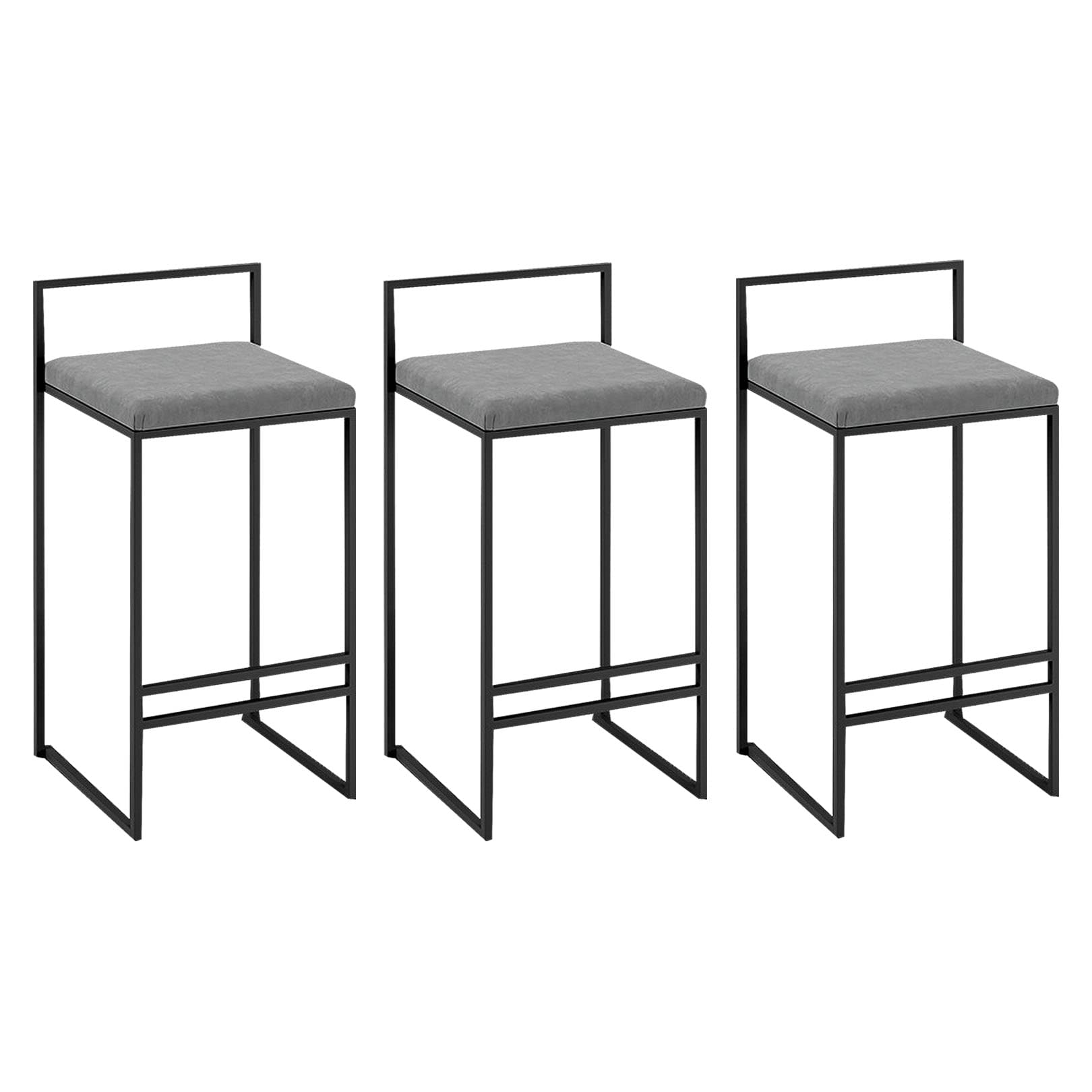 AYCDL Modern Velvet Barstools with Metal Footrest for Kitchen Island Counter Height Stool High Chair for Bar Counter 300lbs Capacity,Gray3ps-65cm/25.6in